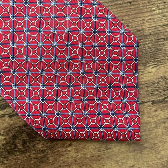 Brooks Brothers 346 Red Silk Necktie Vintage USA Made Horsebit Equestrian Tie - Picture 5 of 8